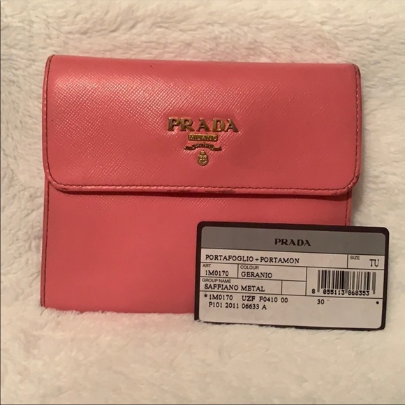 Prada Pink Saffiano Leather Compact Wallet - Picture 2 of 12